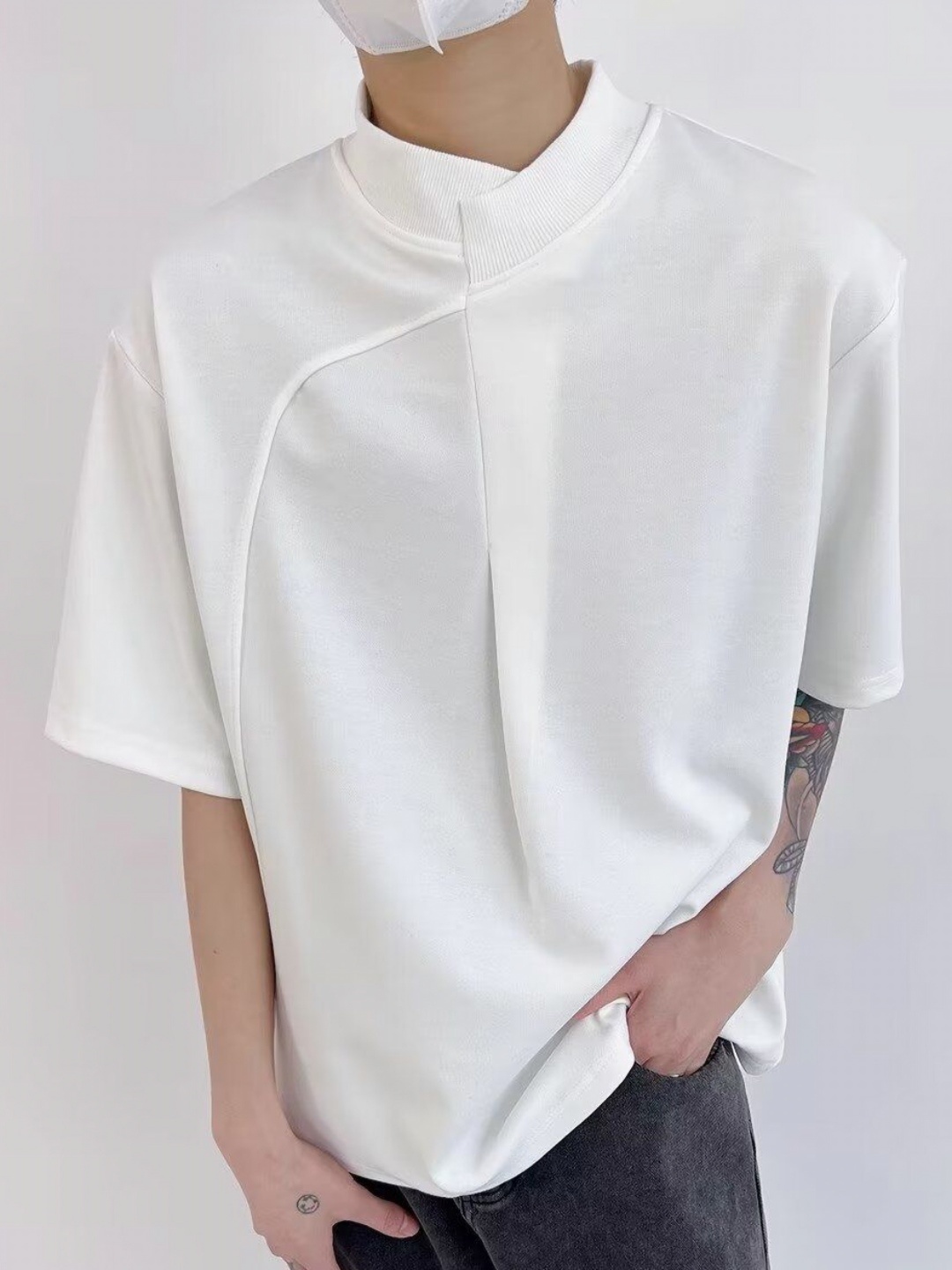 

StyleCast Men High Neck T-shirt, White