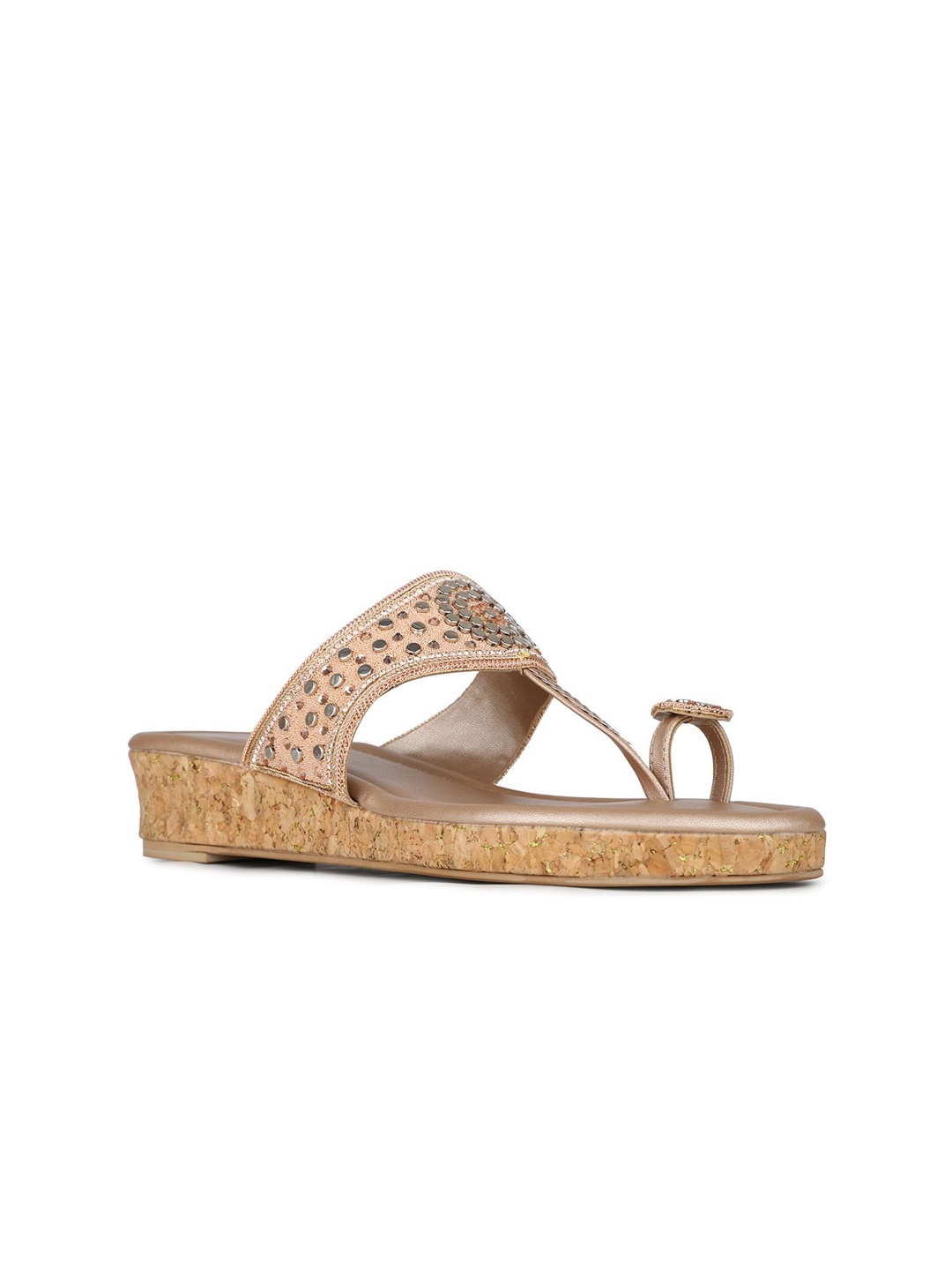 

Inc 5 Embellished Ethnic Wedge Sandals, Rose gold