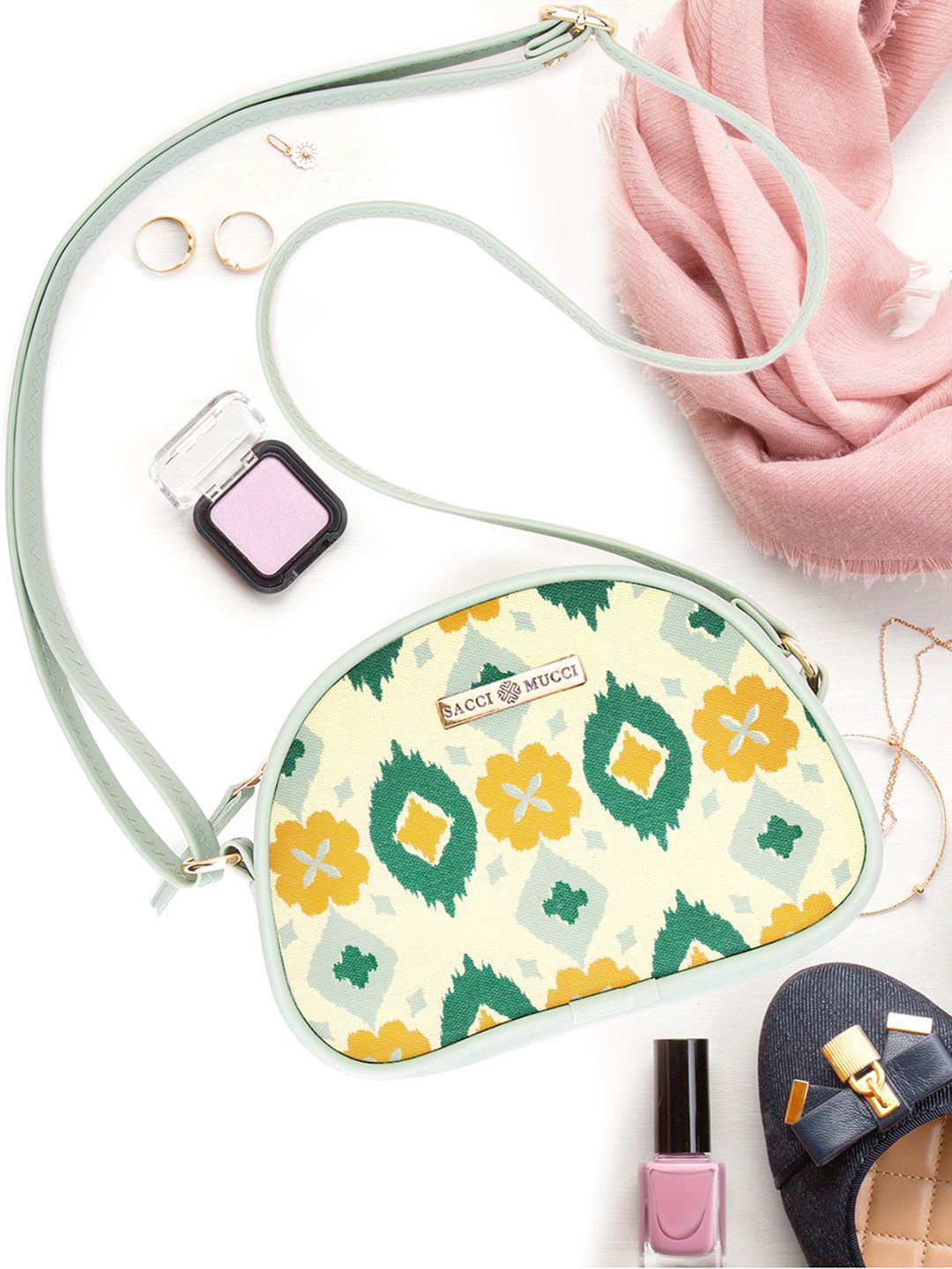 

Sacci Mucci Floral Printed Sling Bag, Sea green