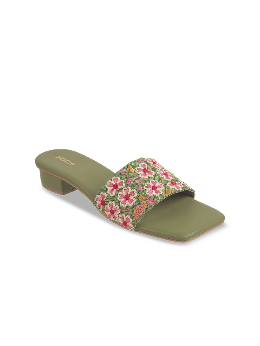 

Mochi Green & Pink Block Mules