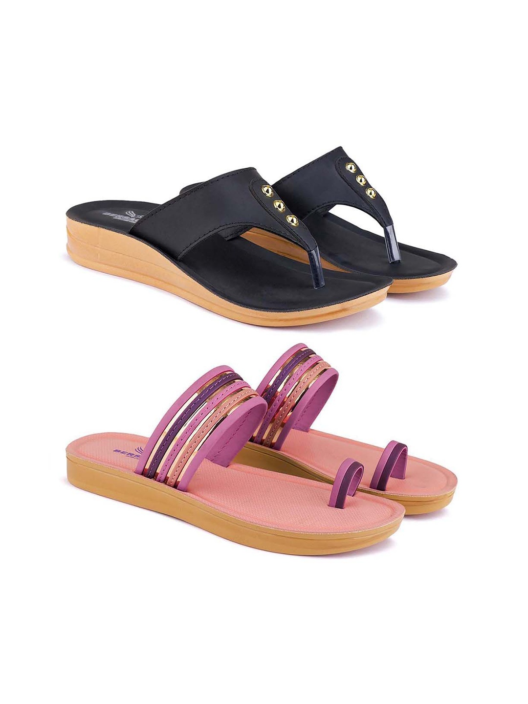 

BERSACHE Women Open Toe Flats, Black