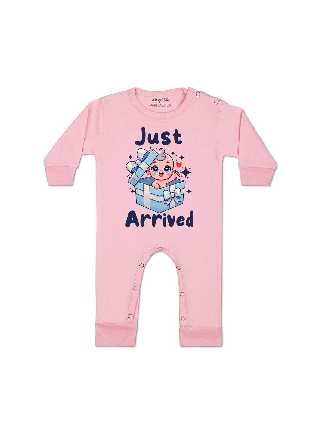 

Arvesa One Month Baby Boy Printed Baby Romper, Pink