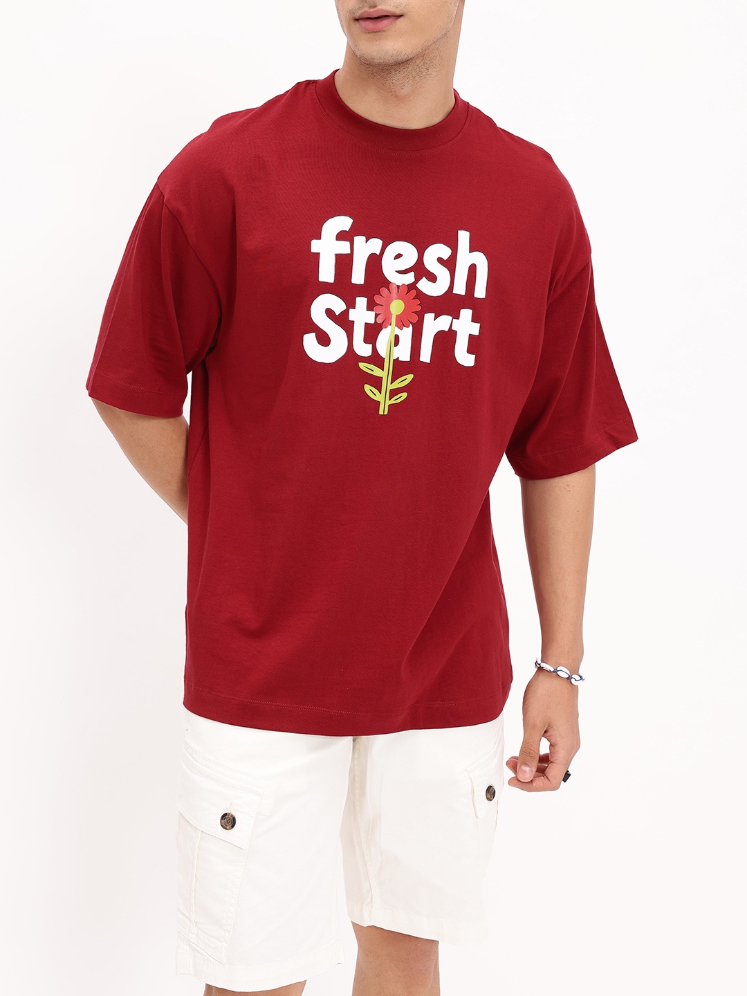 

Kook N Keech Soaring Start Printed Oversized T-shirt, Maroon