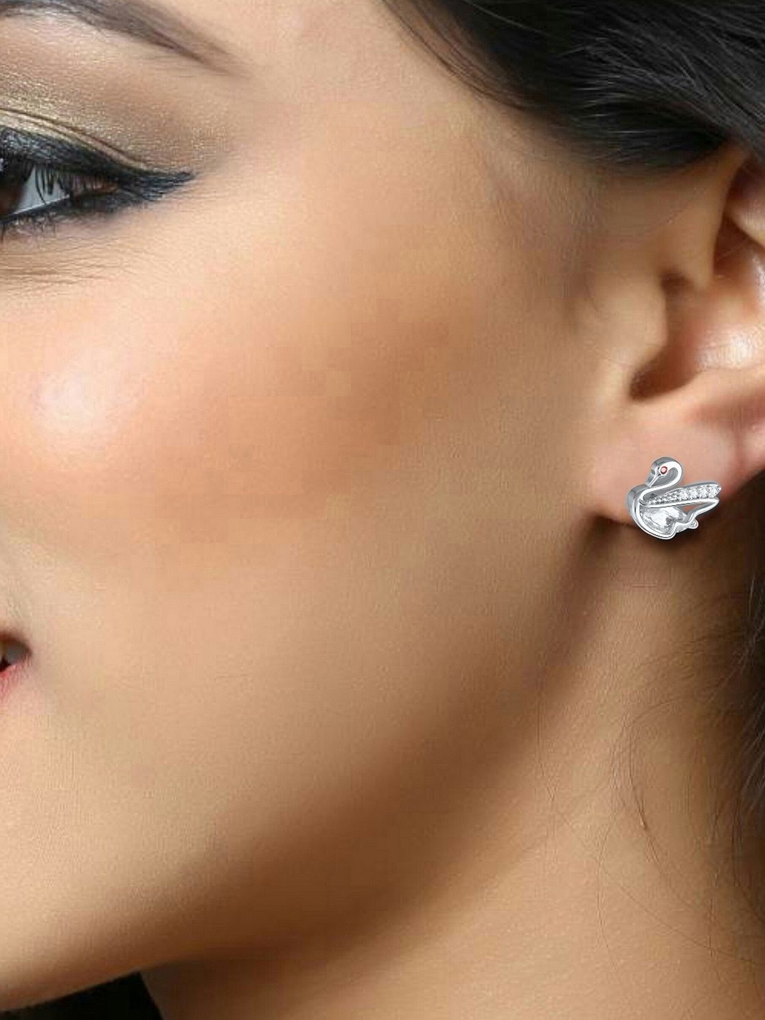 

DIVASTRI Rhodium-Plated Cubic Zirconia Studded Contemporary Studs, Silver