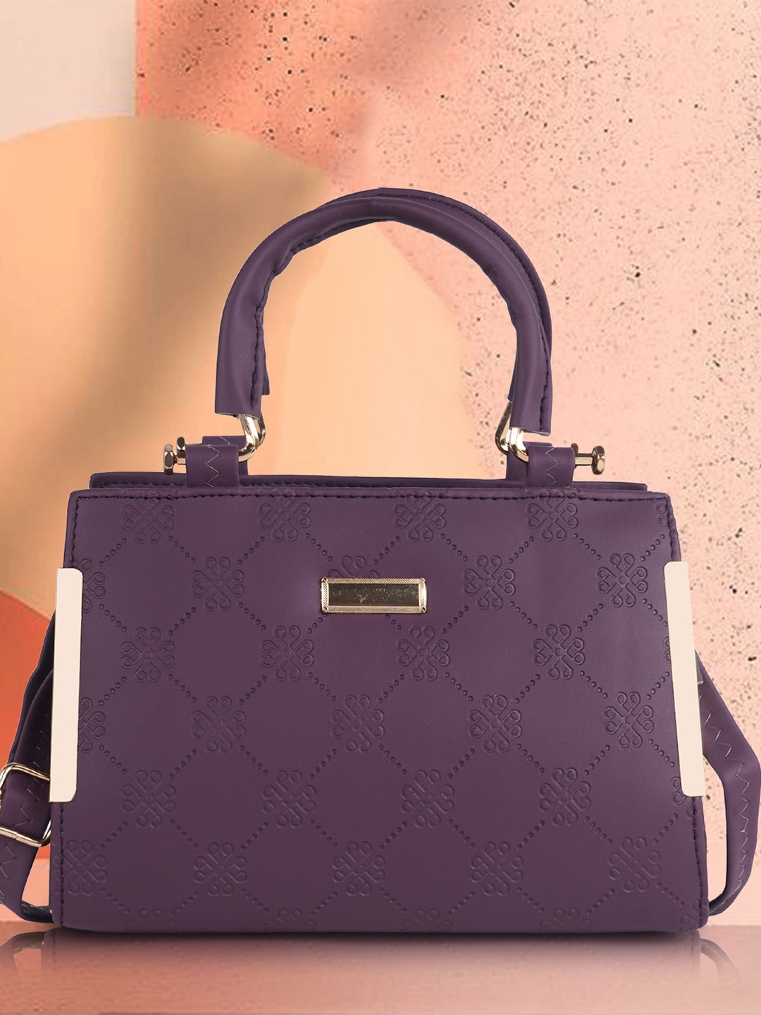 

ROMOFY Hobo Bag with Cut Work, Purple