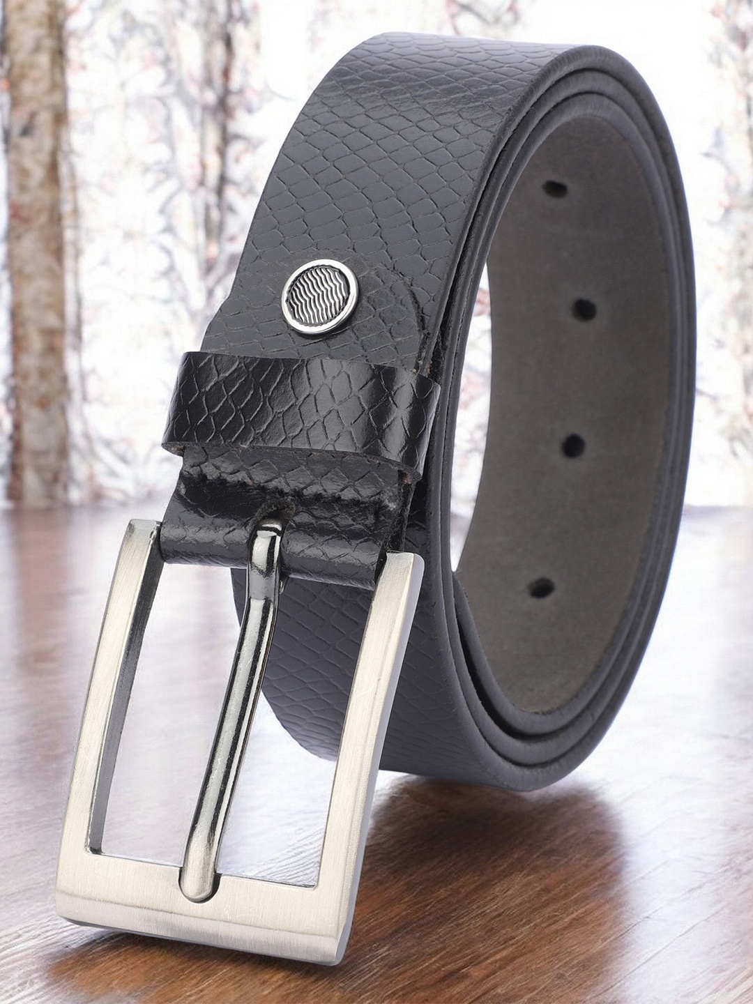 

WROGN Men Leather Formal Belt, Black
