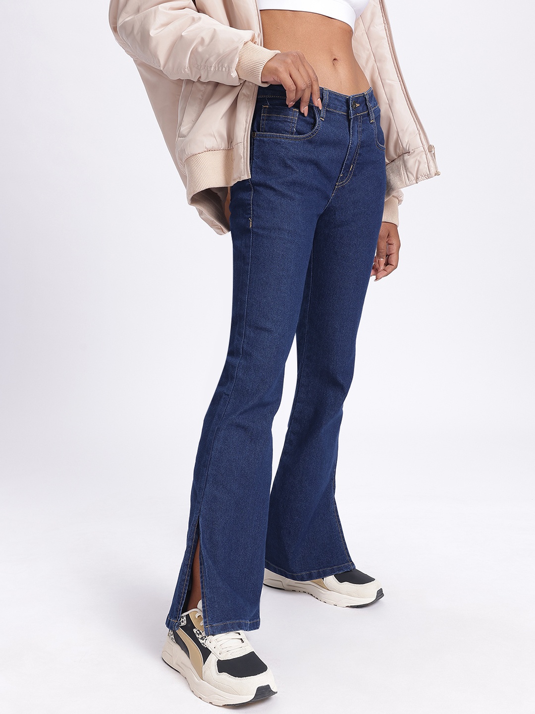 

DressBerry Women Slit Ease Bootcut Jeans, Navy blue