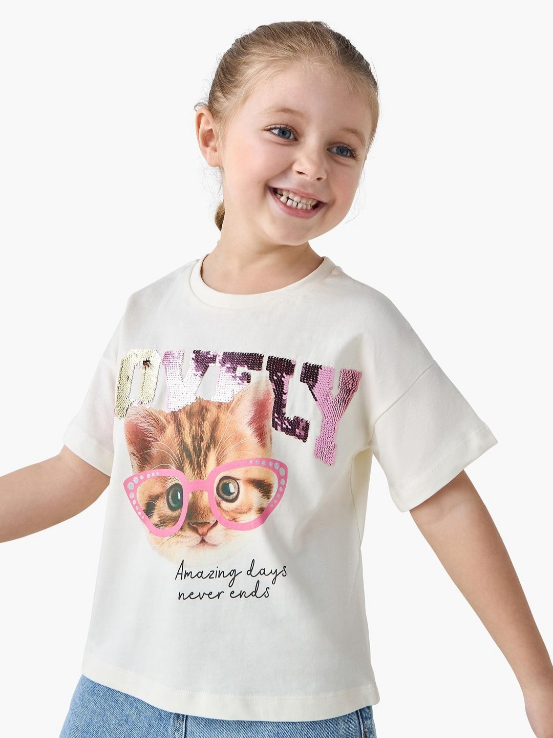 

Juniors by Babyshop Girls Printed T-shirt, Beige