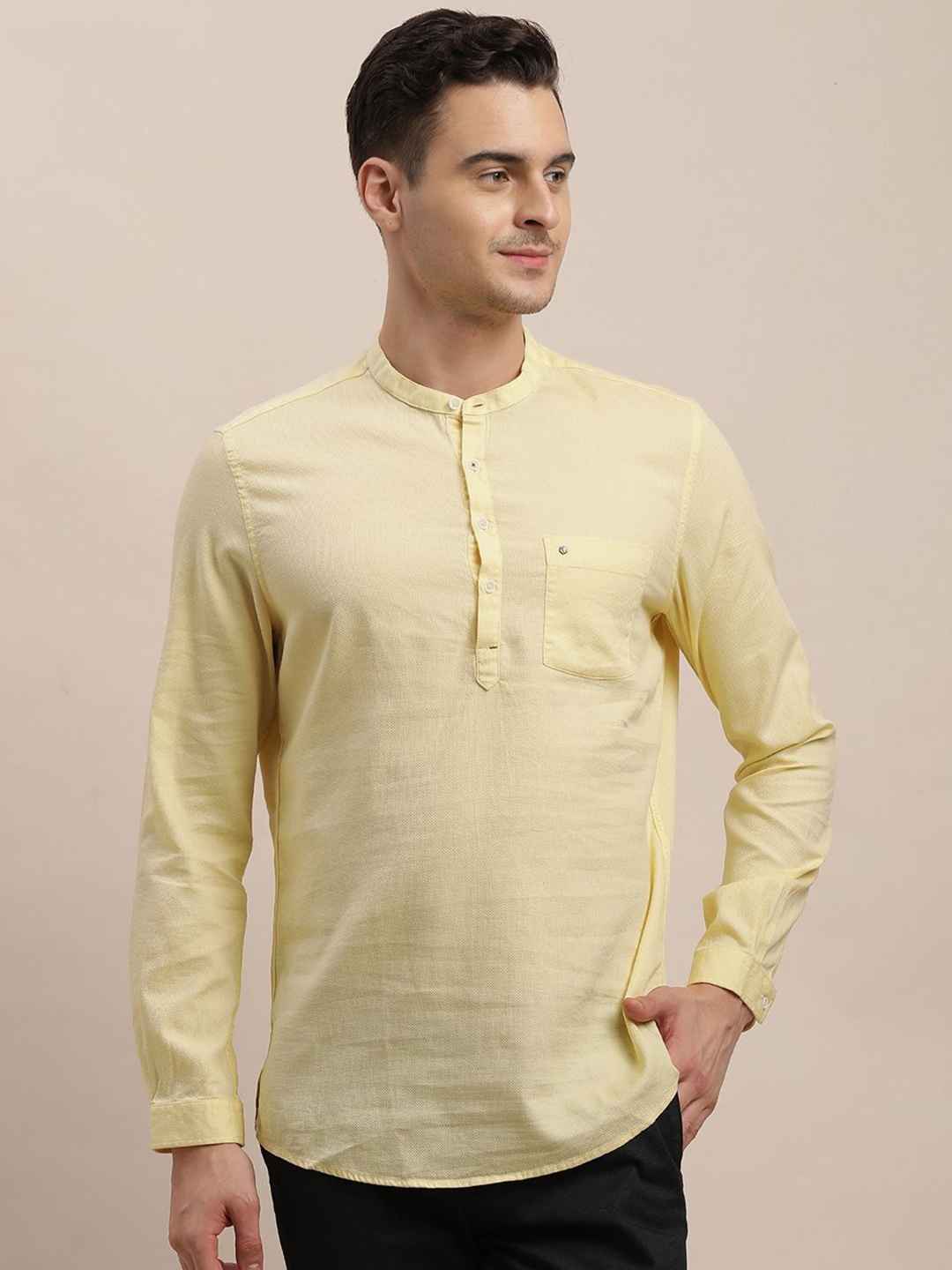 

Turtle Men Relaxed Slim Fit Opaque Casual Shirt, Yellow