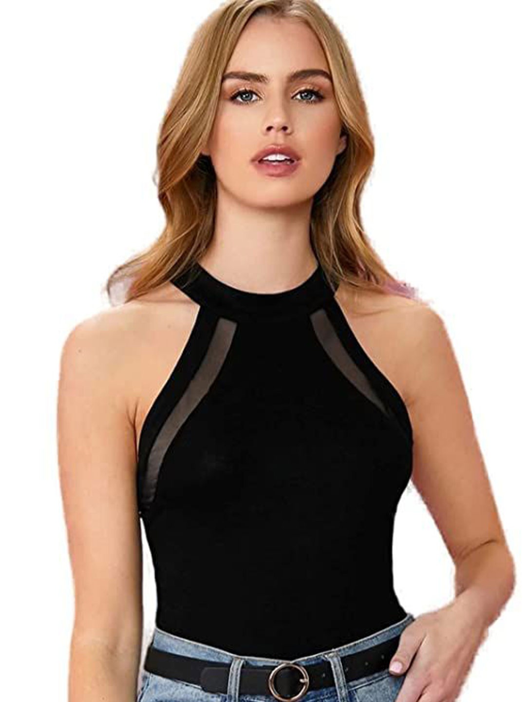 

Projas Sweetheart Neck Crop Top, Black