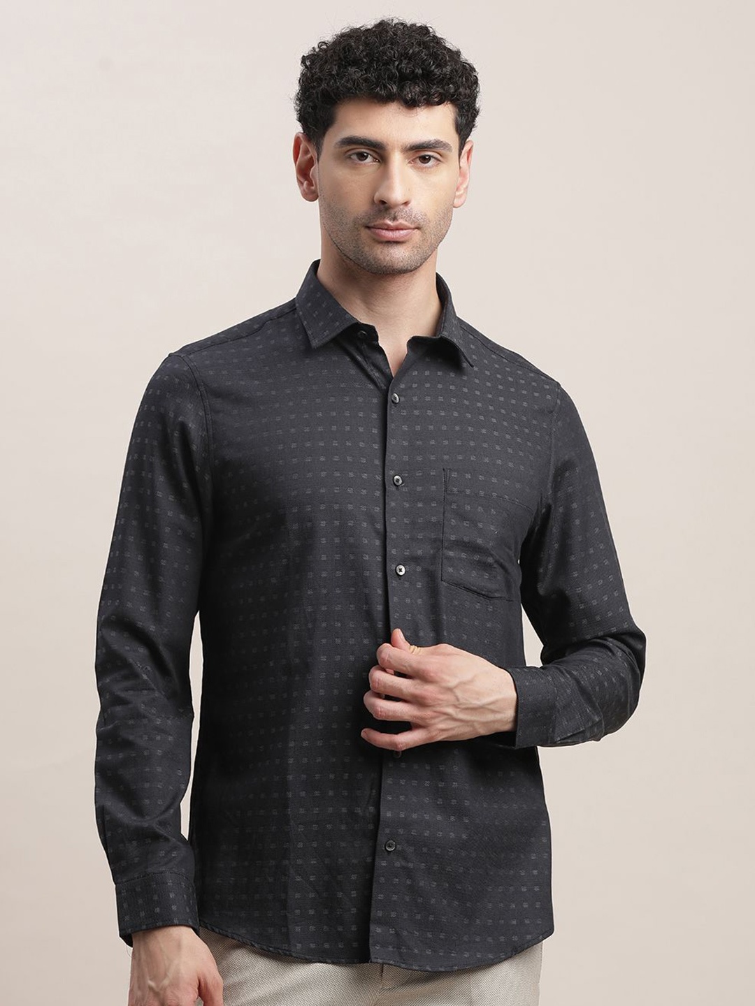 

Turtle Men Classic Opaque Formal Shirt, Black