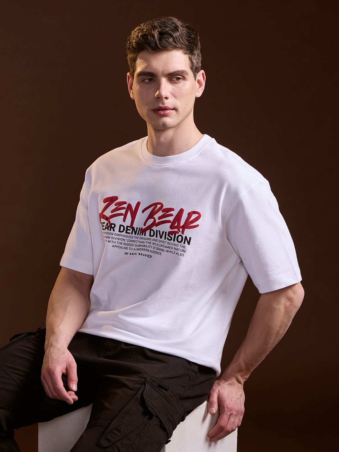 

THE BEAR HOUSE Men Typography Printed T-shirt, White