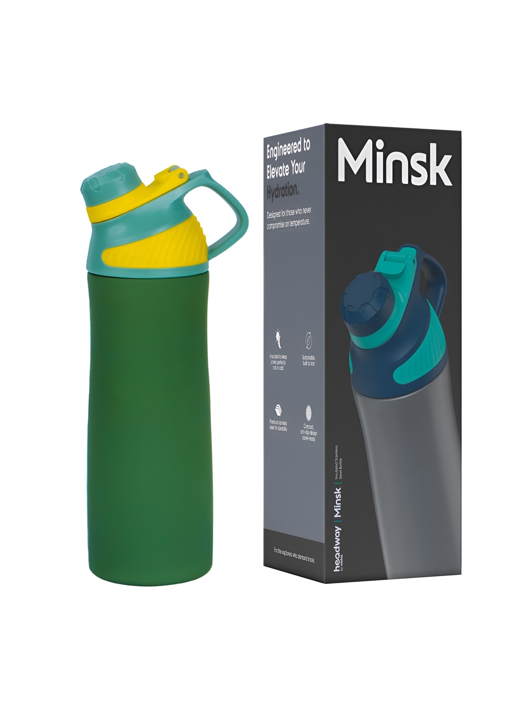 

Headway Minsk Green & Yellow Stainless Steel Double Wall Vacuum Water Bottle 550ml