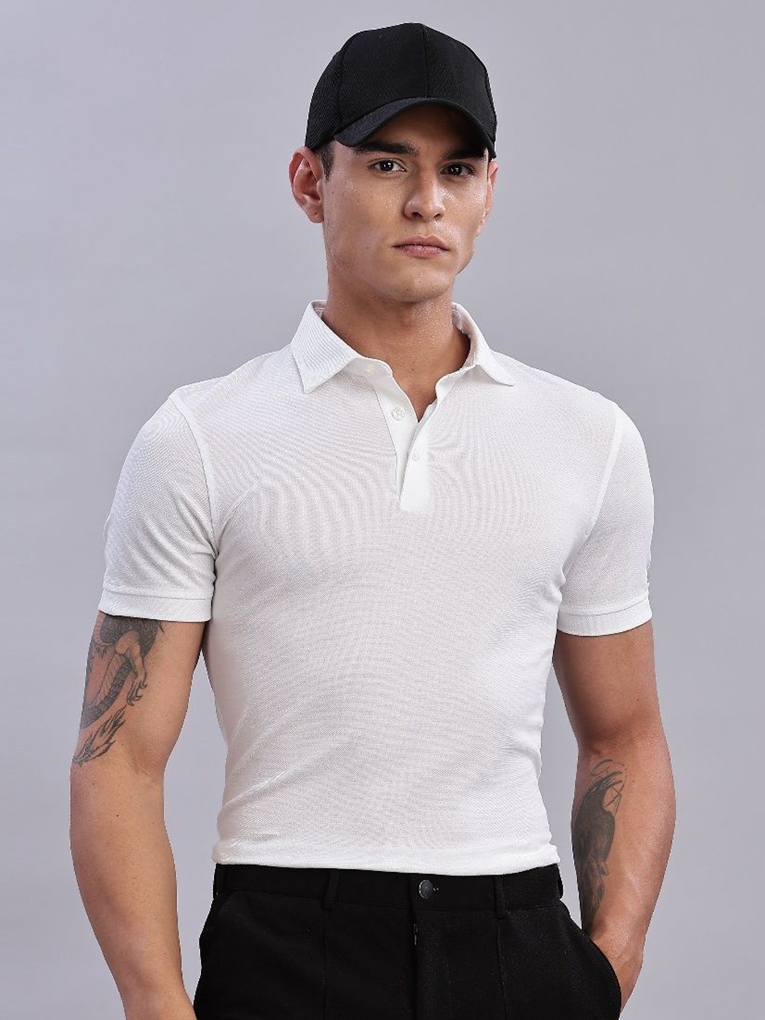 

Tommy Hilfiger Men Polo Collar Pure Cotton T-shirt, White