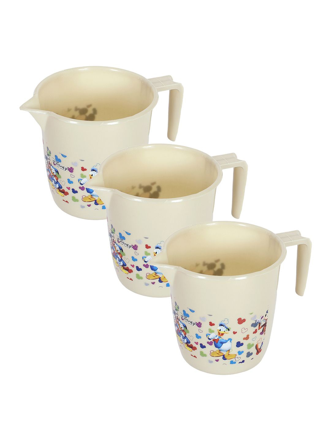 

Kuber Industries Beige & Blue 3 Pieces Floral Printed Bath Mugs 1L Each