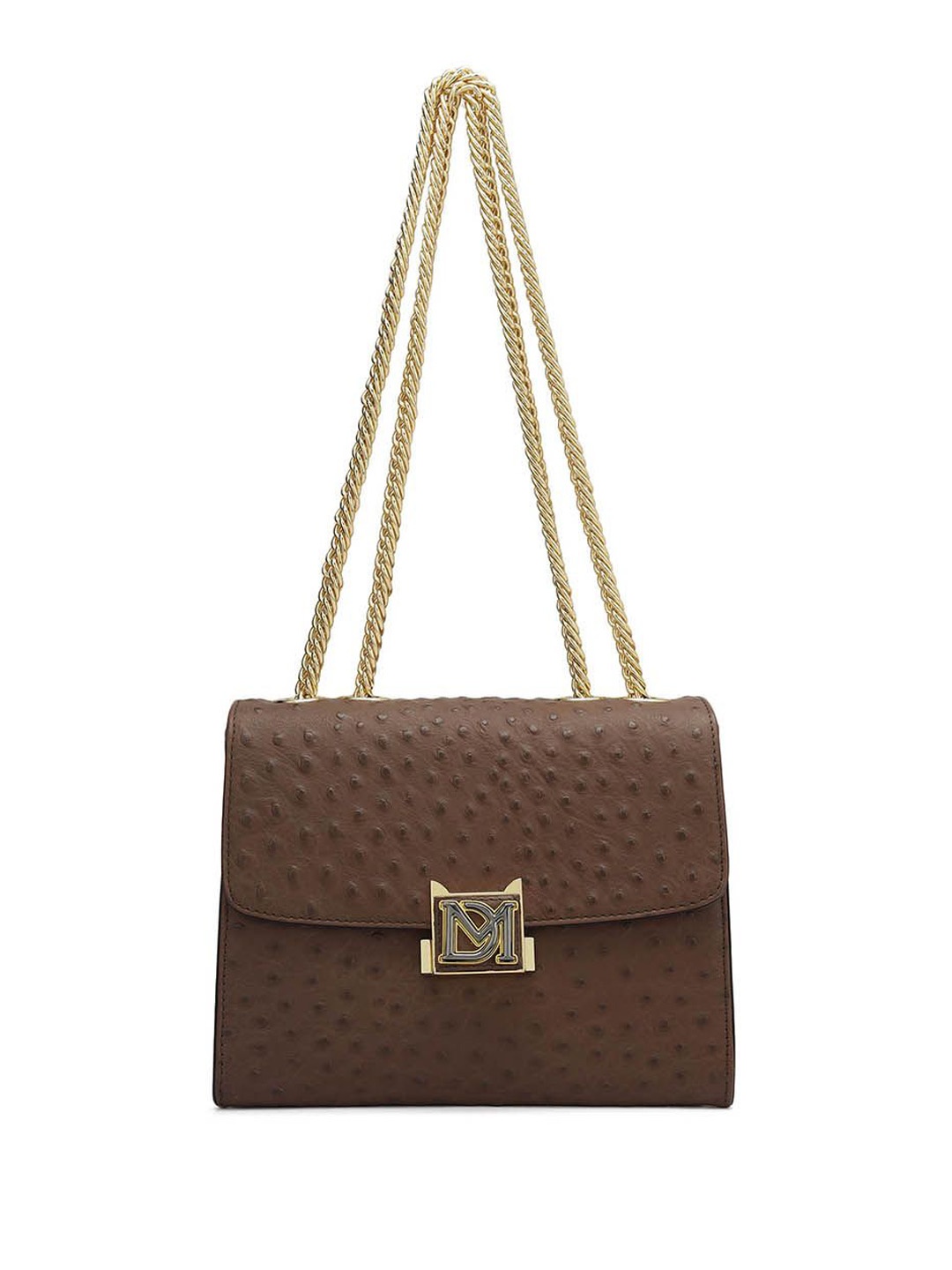 

Da Milano Textured Leather Swagger Shoulder Bag with Quilted, Brown