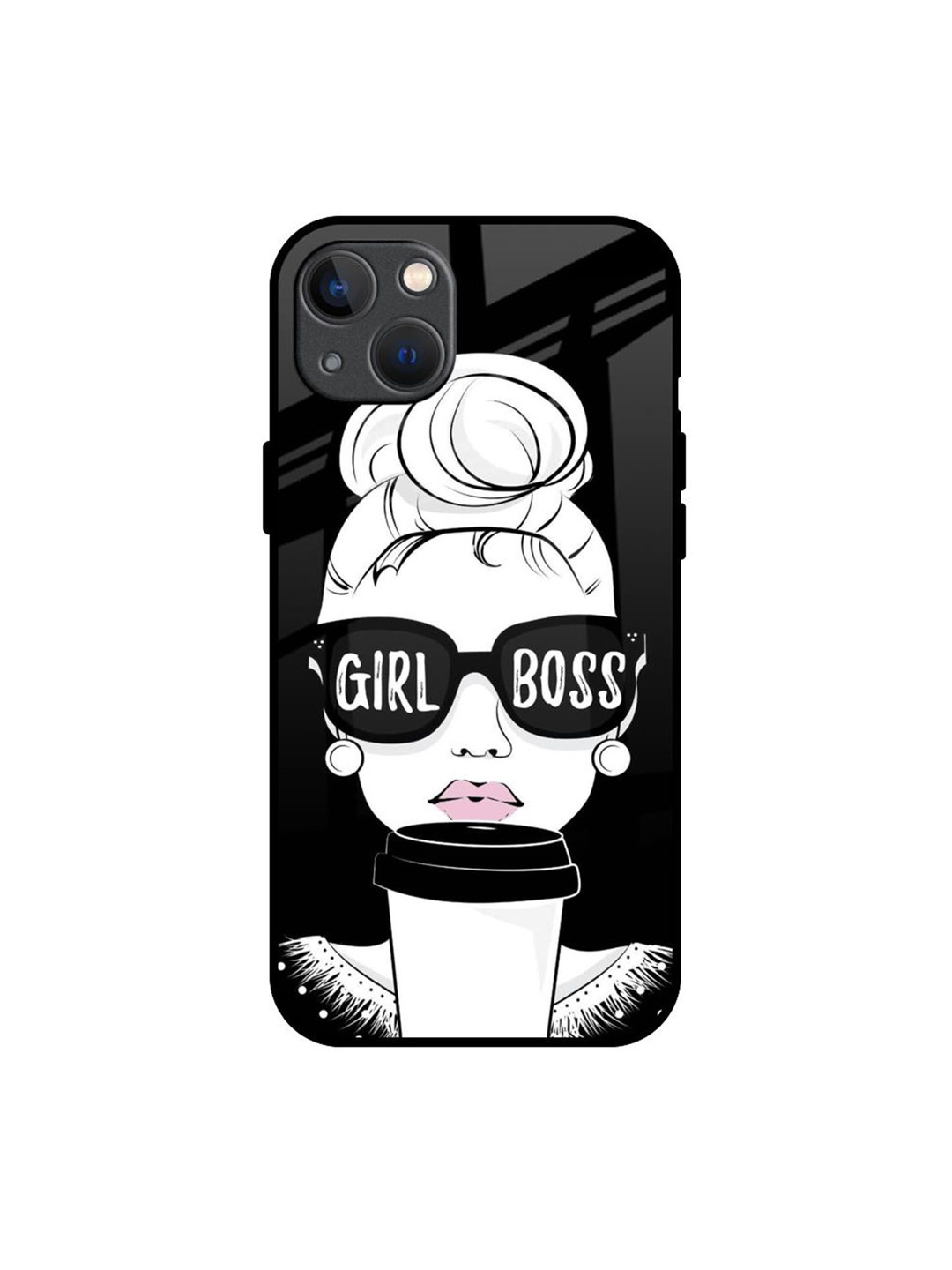 

QRIOH Quirky Printed iPhone 13 Mini Back Case Mobile Accessories, Black
