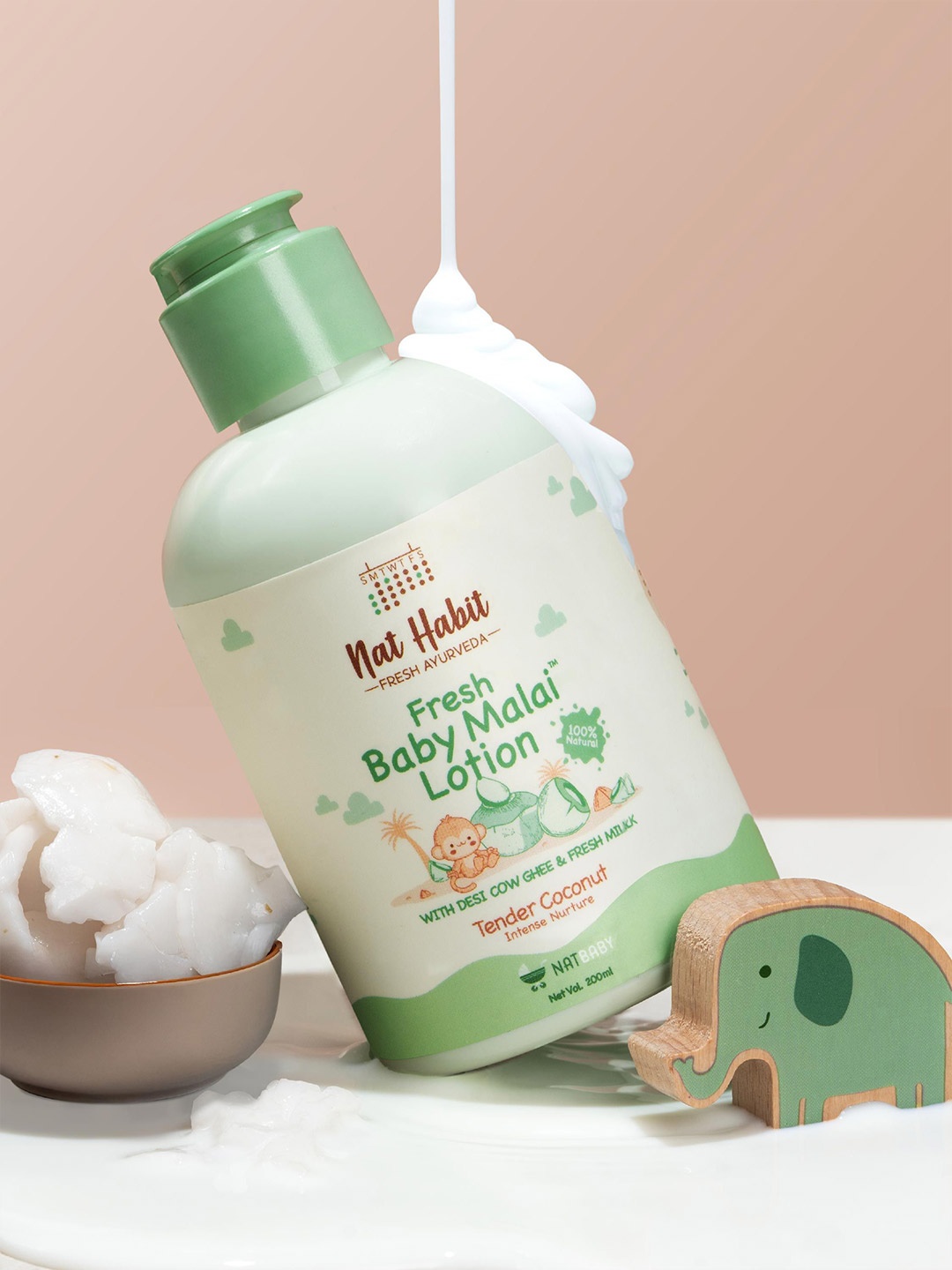 

Nat Habit Baby Malai Lotion With Tender Coconut For Deep Nourishment - 200 ml, White