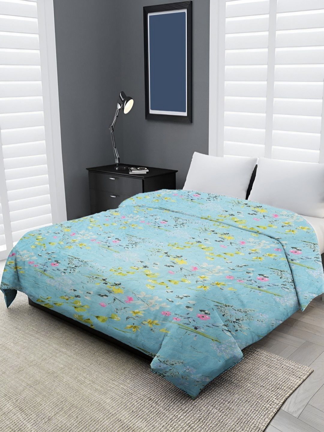 

Myntra Elegant Homes RR Creations Turquoise Blue Printed Microfiber Double Bed Comforter
