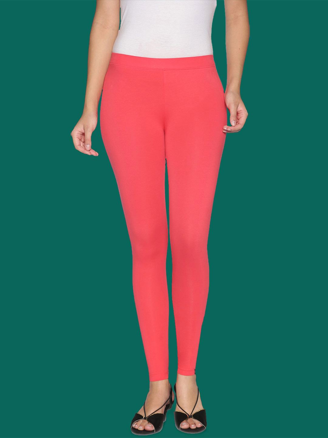 

TWIN BIRDS Women Cotton Blend Solid D.Pink Ankle Length Legging