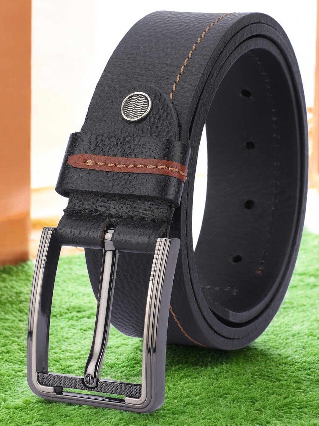 

WROGN Men Leather Formal Belt, Black