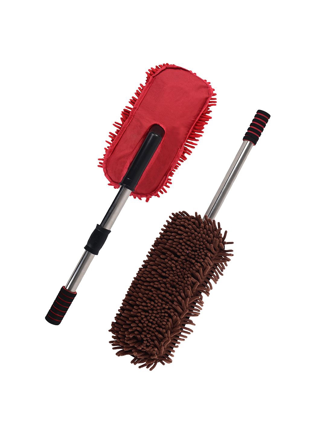 

Kuber Industries Brown & Red 2 Pieces Extendable Microfiber Hand Dusters