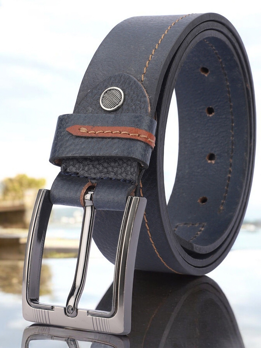

WROGN Men Leather Belt, Blue