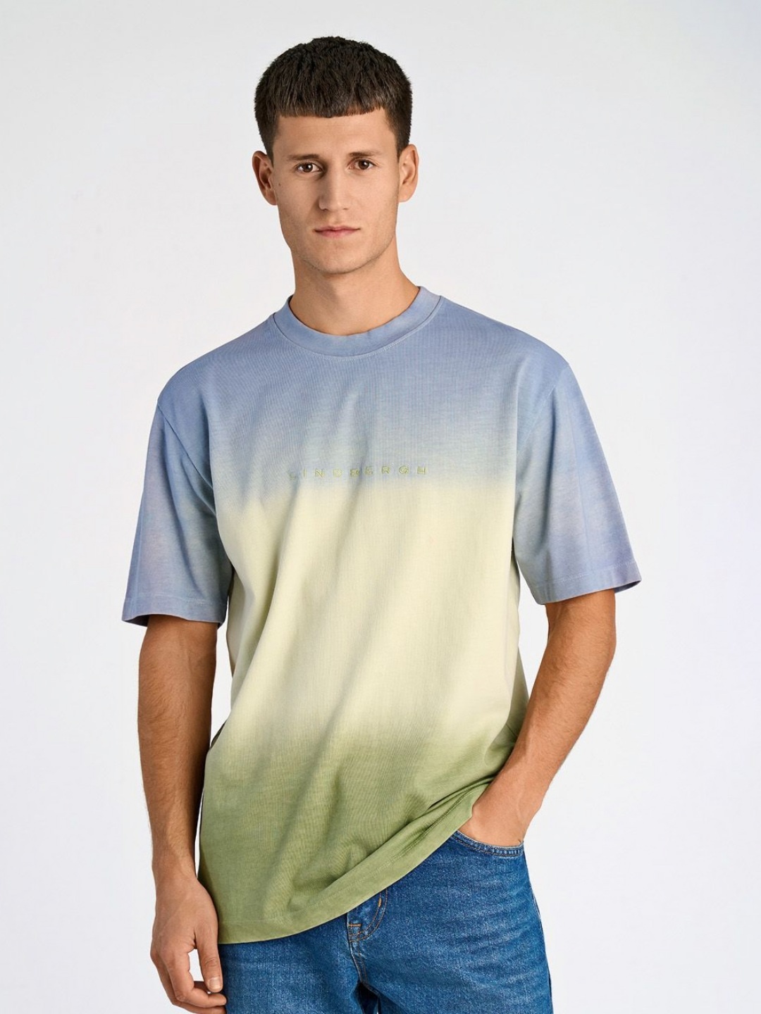 

LINDBERGH Men Printed Pure Cotton Raw Edge T-shirt, Multi