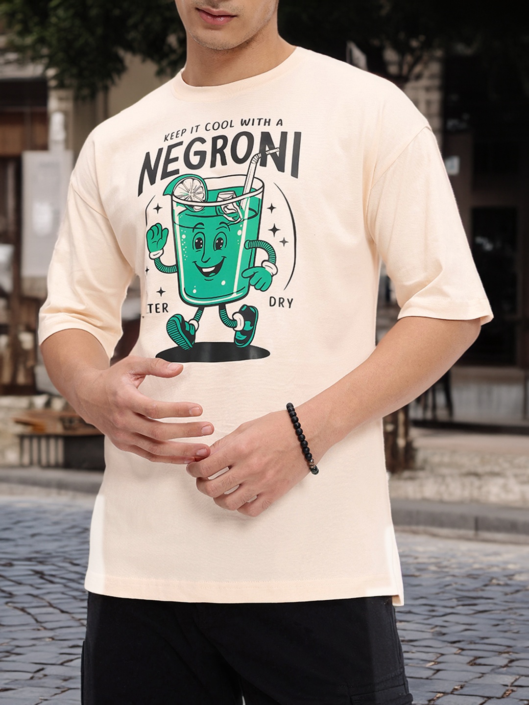 

Kook N Keech Negroni Punch In Your Tongue Pure Cotton Oversized T-shirt, Cream