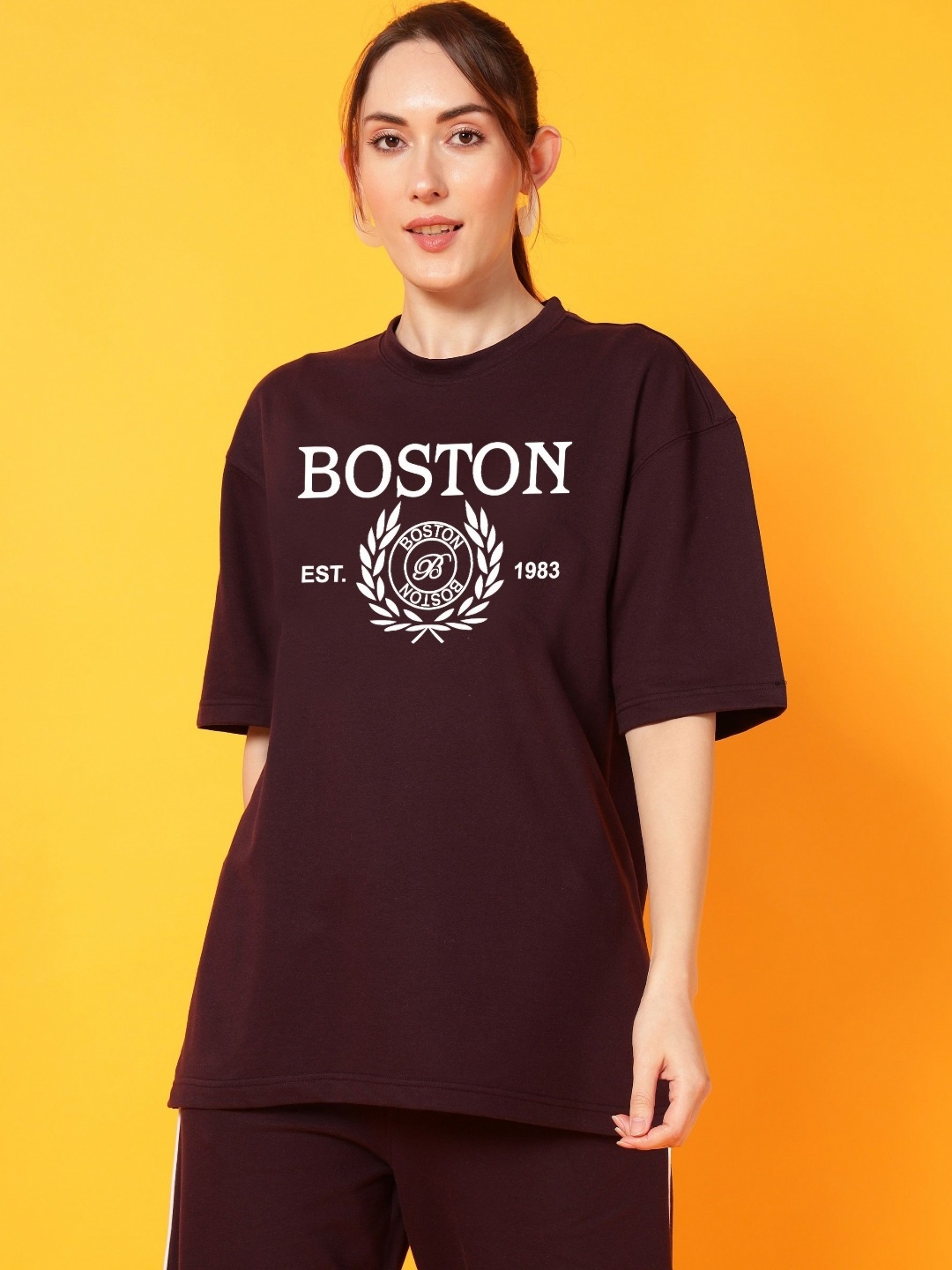 

Mast & Harbour Women Printed Drop-Shoulder Sleeves Abzorb T-shirt, Purple