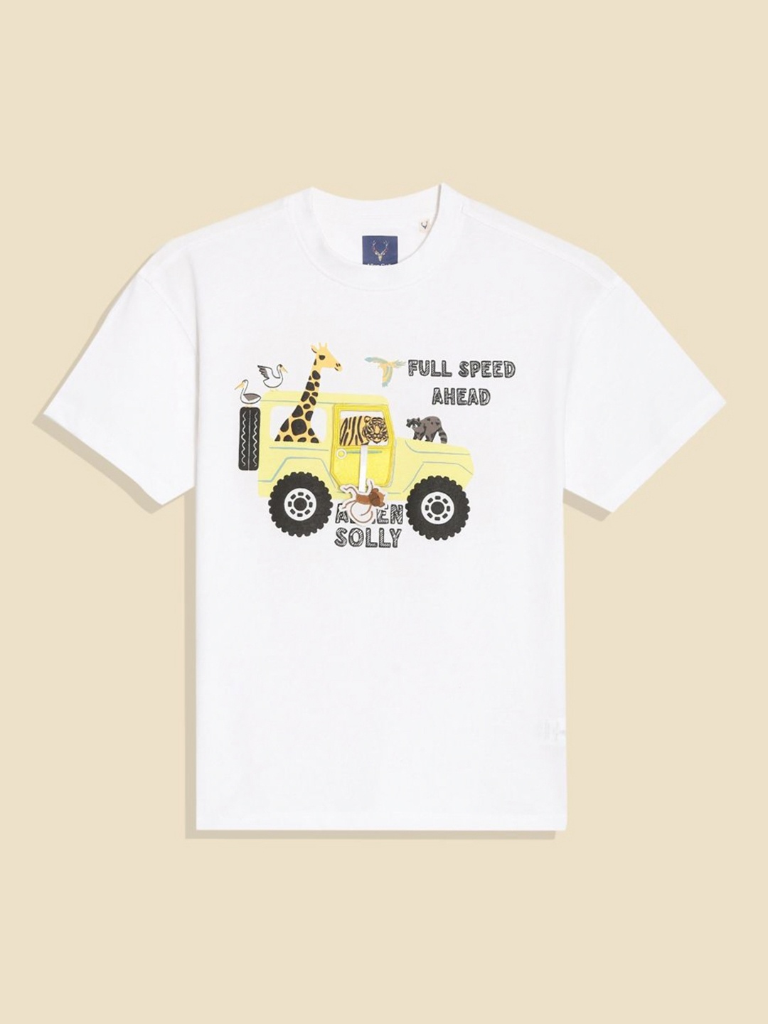 

Allen Solly Junior Boys Biker Printed Applique T-shirt, White
