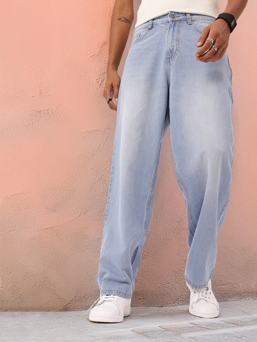 

Kook N Keech Men Urban Edge Loose Baggy Fit Jeans, Blue