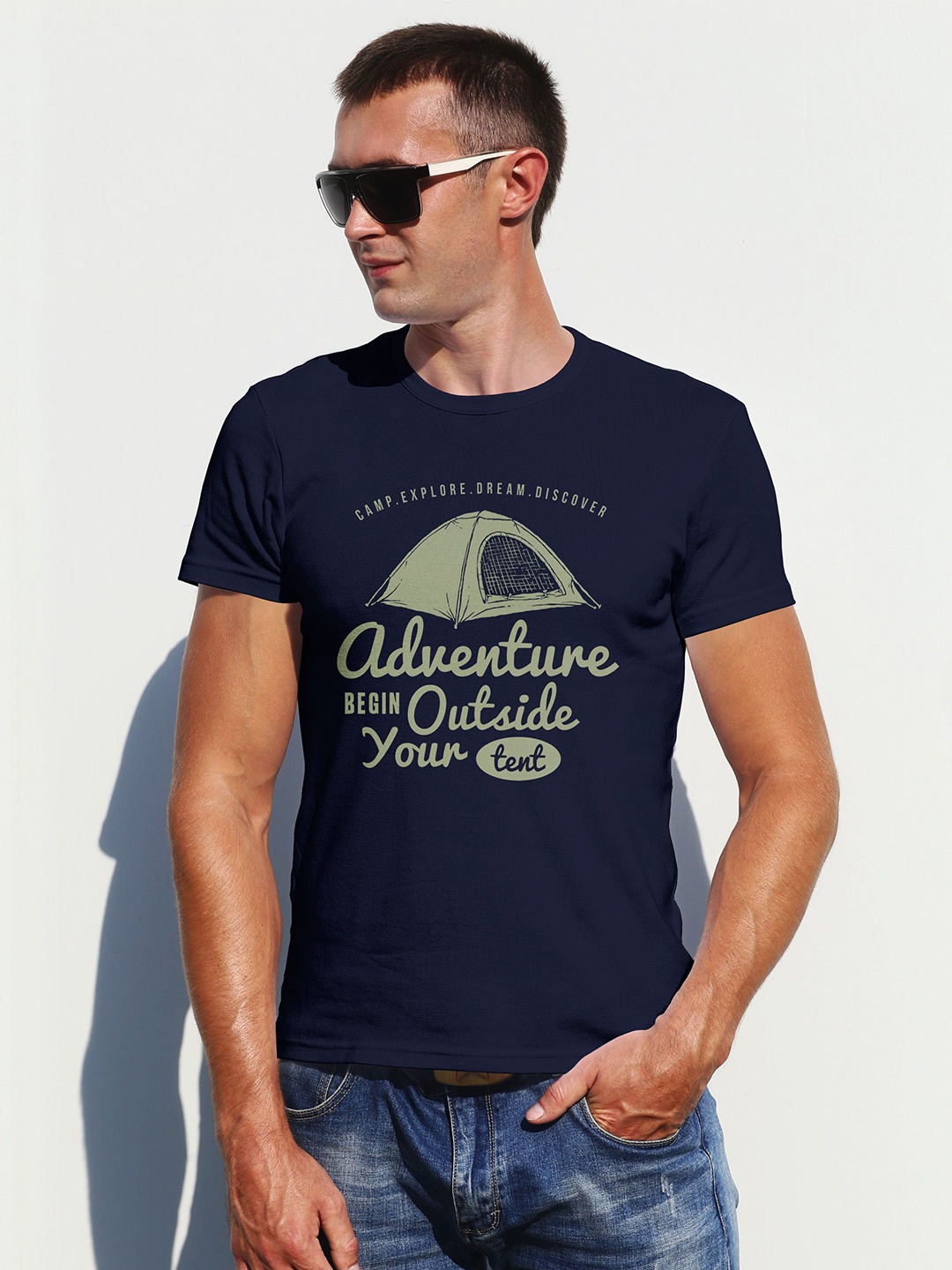

Moda Rapido Men Printed T-shirt, Navy blue