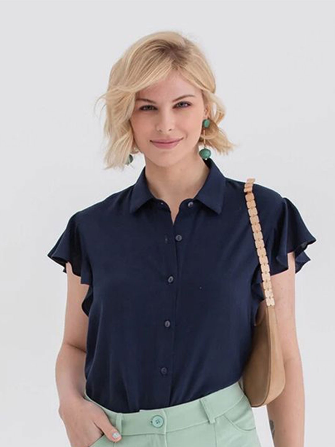 

Moda Rapido Women Opaque Casual Shirt, Navy blue