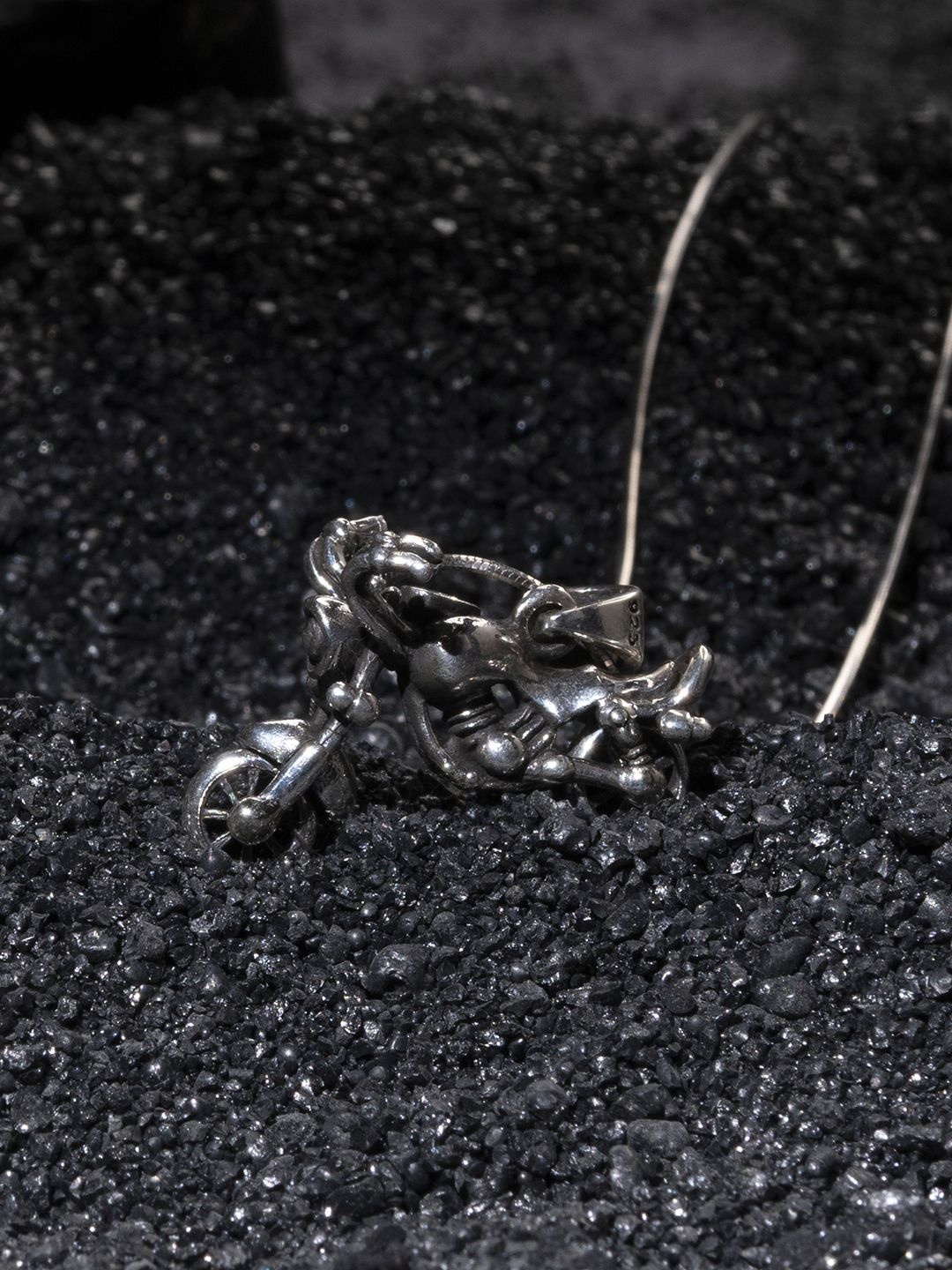 

TOUCH925 Men Sterling Silver Riders Reverie Motorcycle Locket Oxidised Pendant