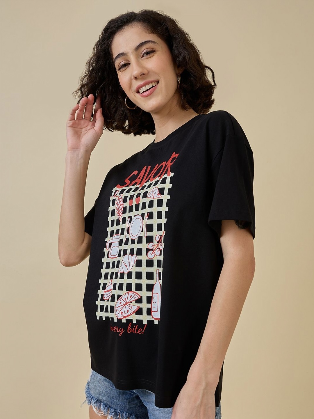 

Mast & Harbour Women Printed Pockets T-shirt, Black