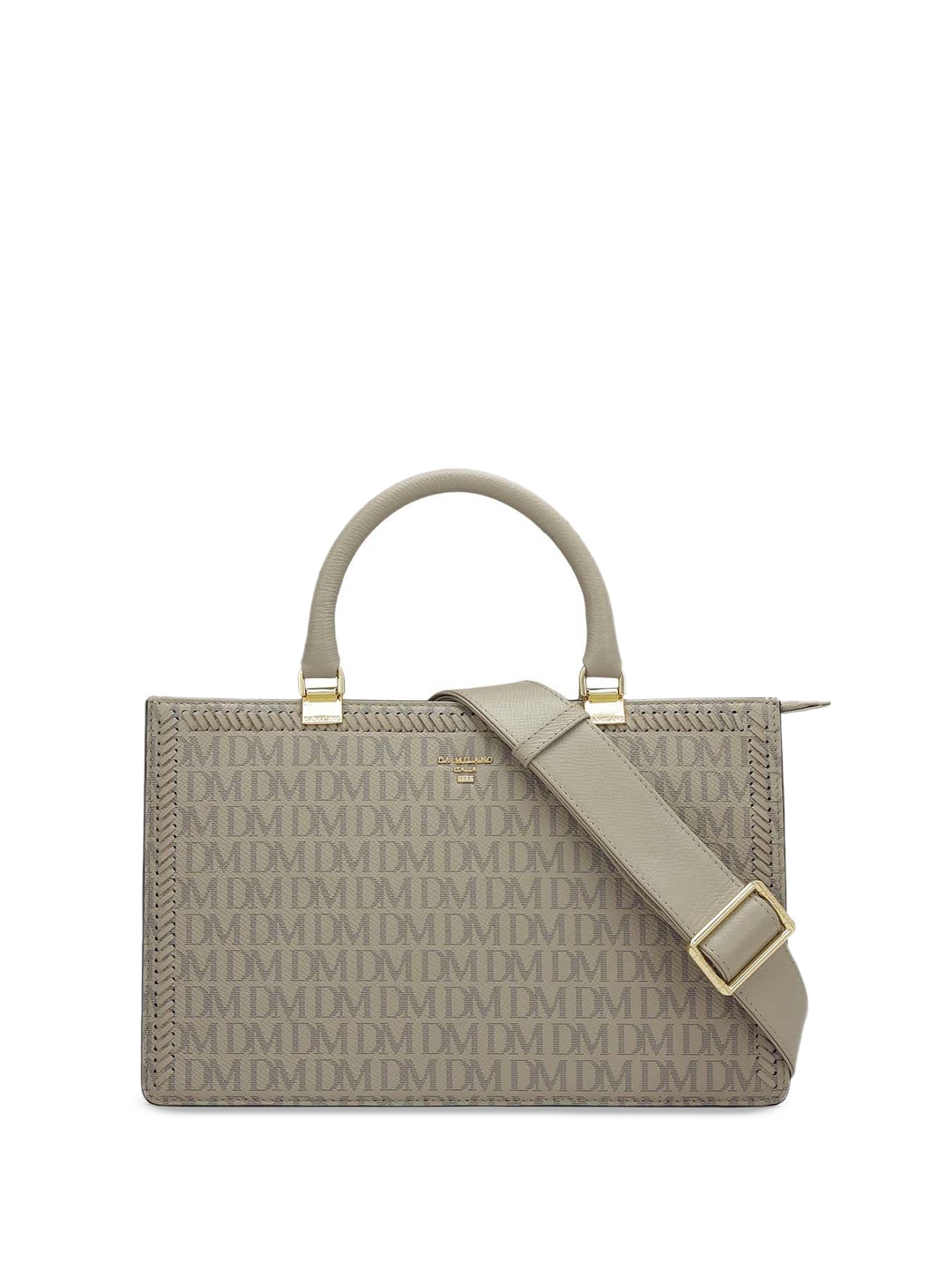 

Da Milano Leather Structured Satchel with Cut Work, White