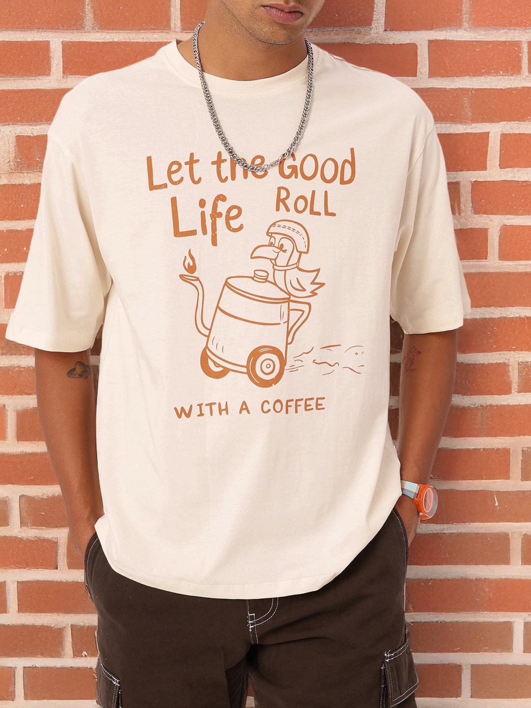 

Kook N Keech City Life Printed Relaxed Fit T-shirt, Cream