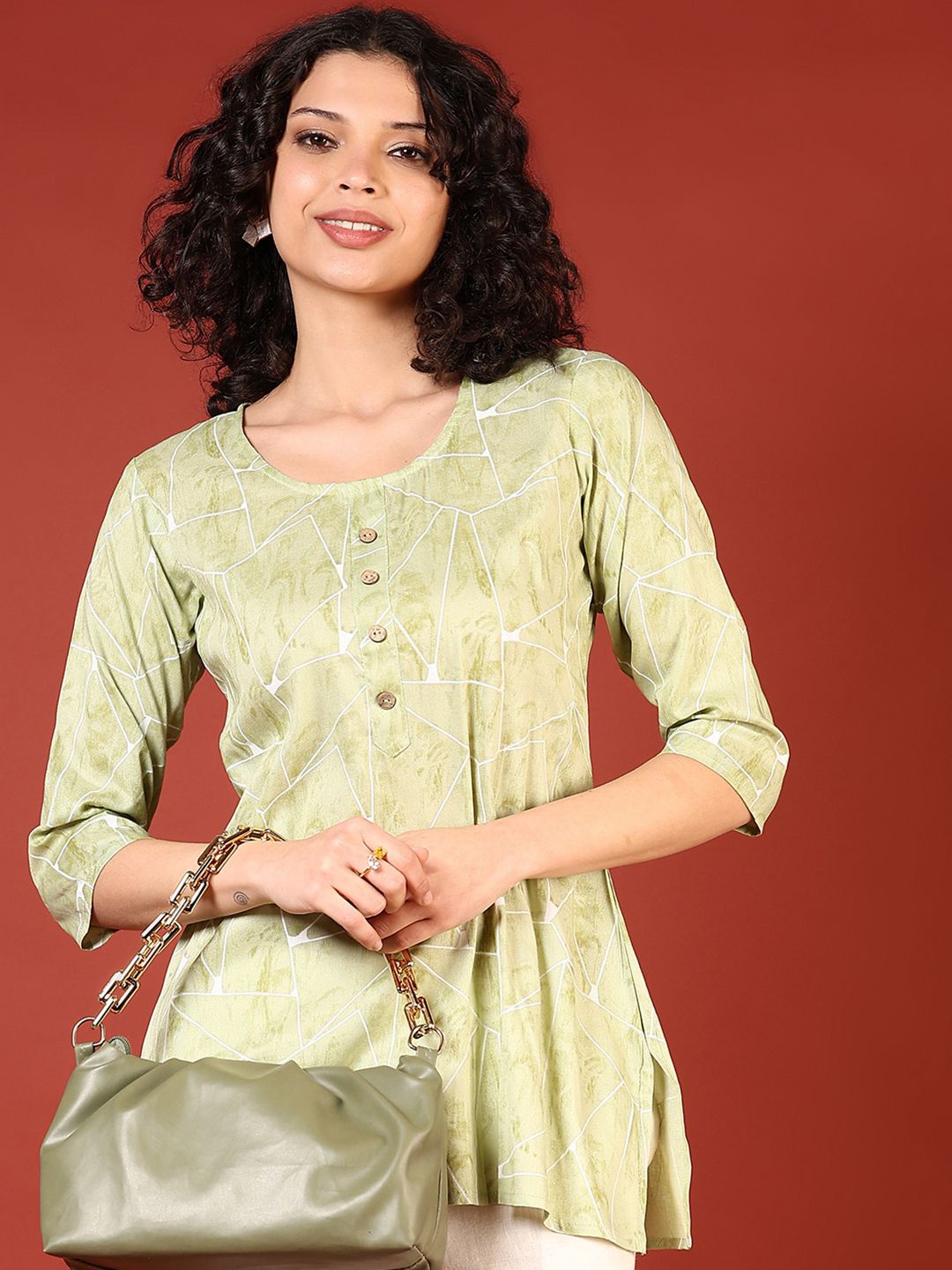 

V-Mart Ethnic Motifs Printed Kurti, Green