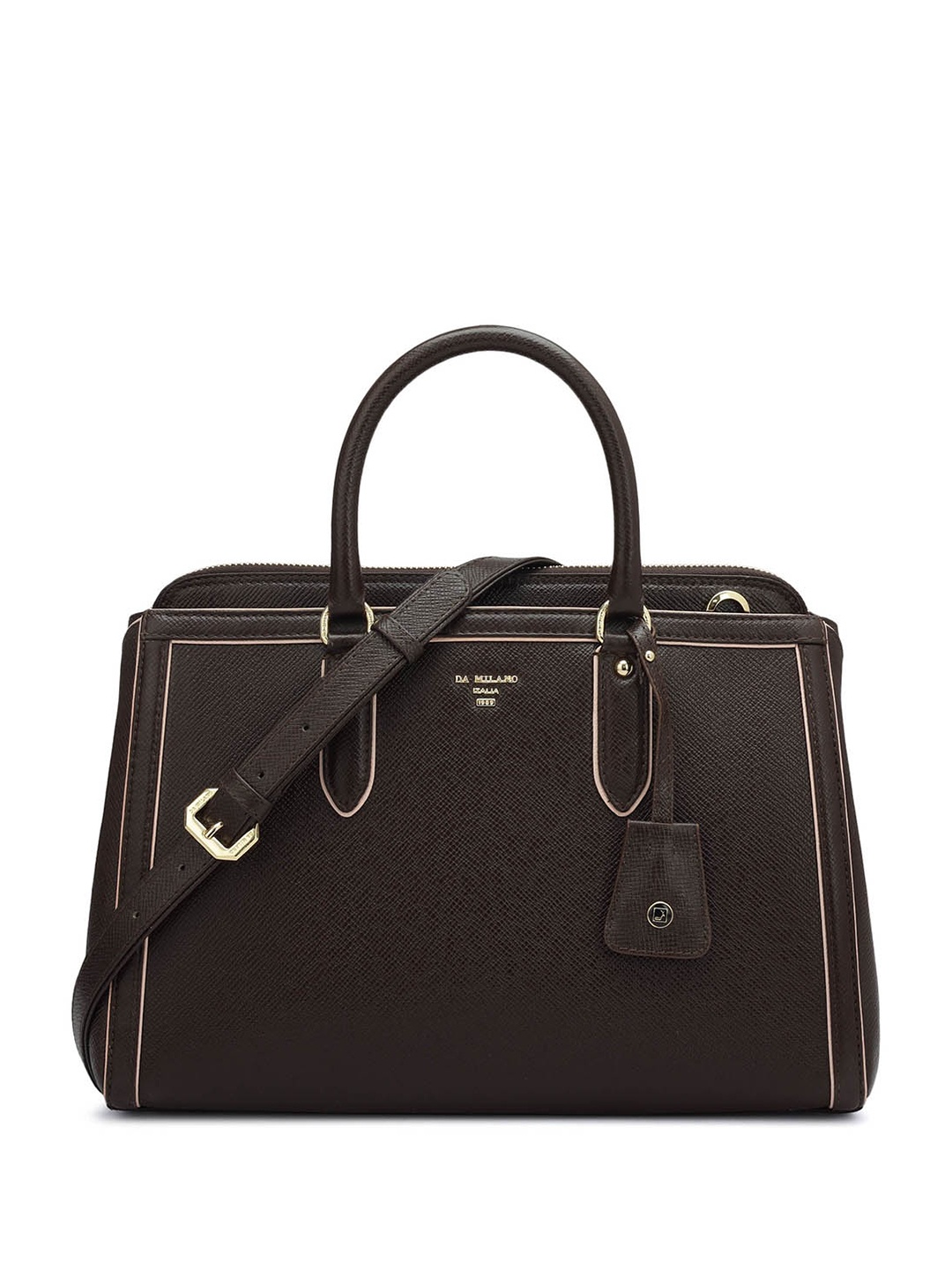 

Da Milano Leather Structured Satchel, Brown