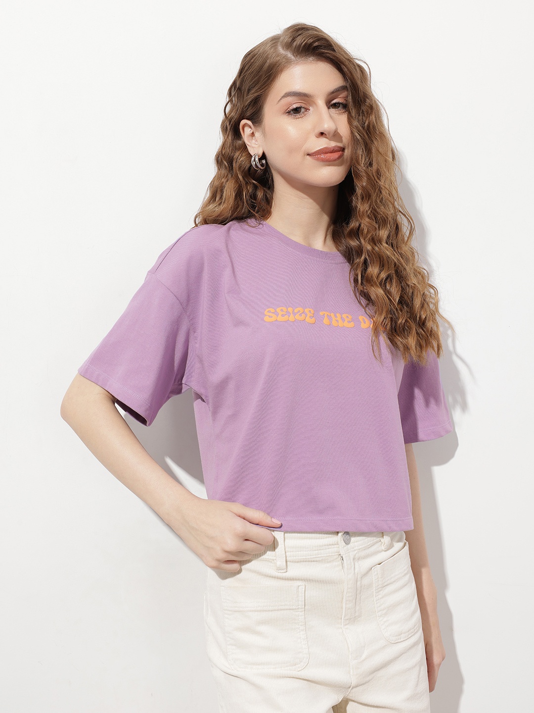 

DressBerry Lift My Spirits Typography Boxy Crop T-shirt, Grey
