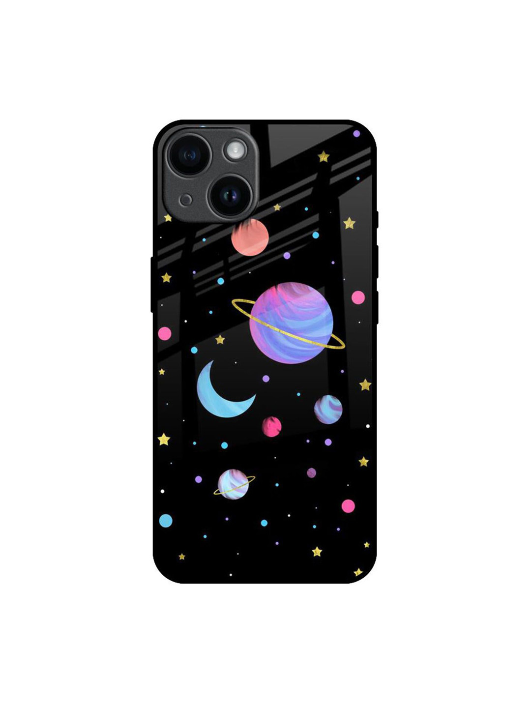 

QRIOH Quirky Printed iPhone 14 Back Case Mobile Accessories, Black