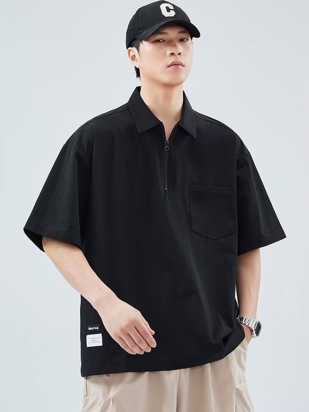 

StyleCast Men Polo Collar Indigo T-shirt, Black