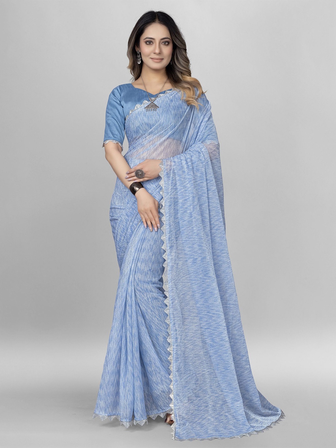 

APNISHA Embellished Saree, Turquoise blue