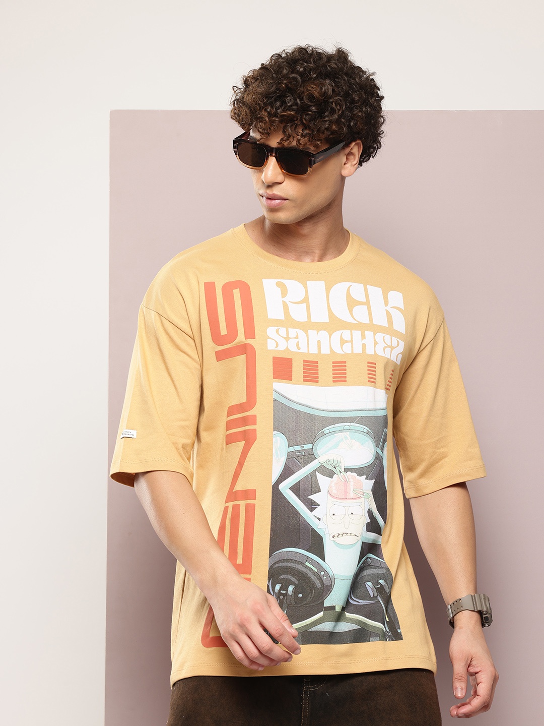 

Kook N Keech Men Printed Pure Cotton Oversized T-shirt, Beige