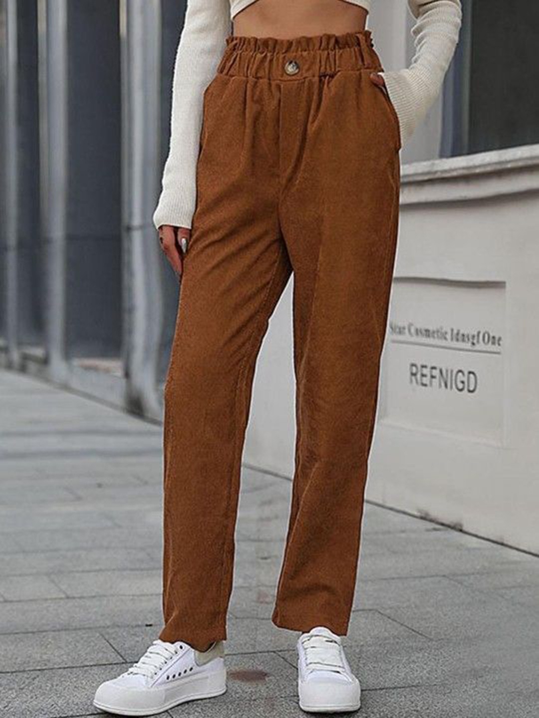 

HERE&NOW Women Chinos Trousers, Brown