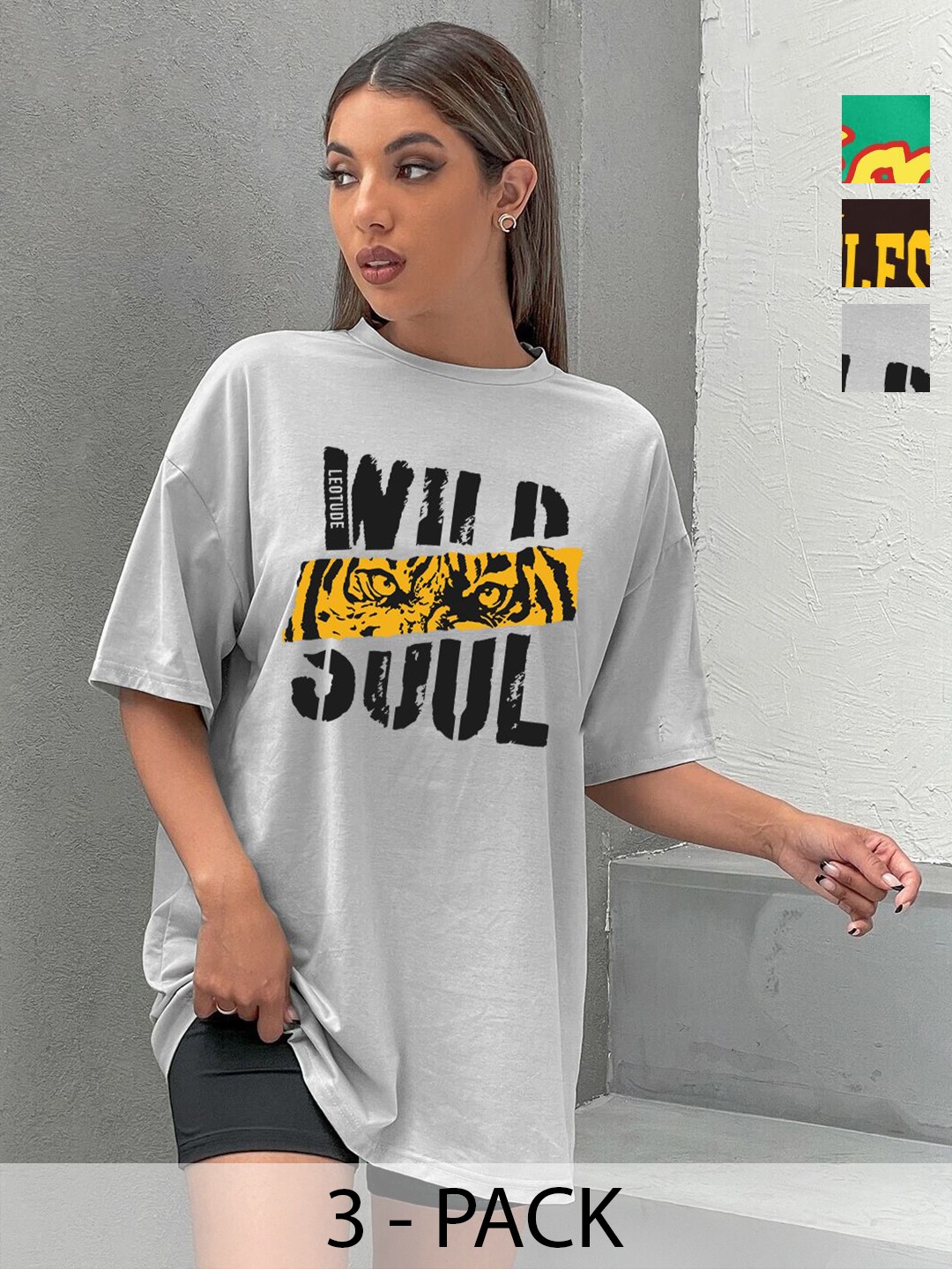 

Leotude Women 3 Printed T-shirt, Multi