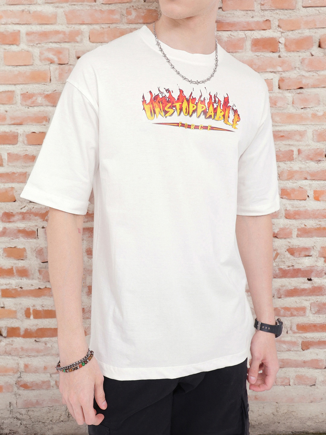 

Kook N Keech Unstoppable Fierce Printed Oversized T-shirt, White