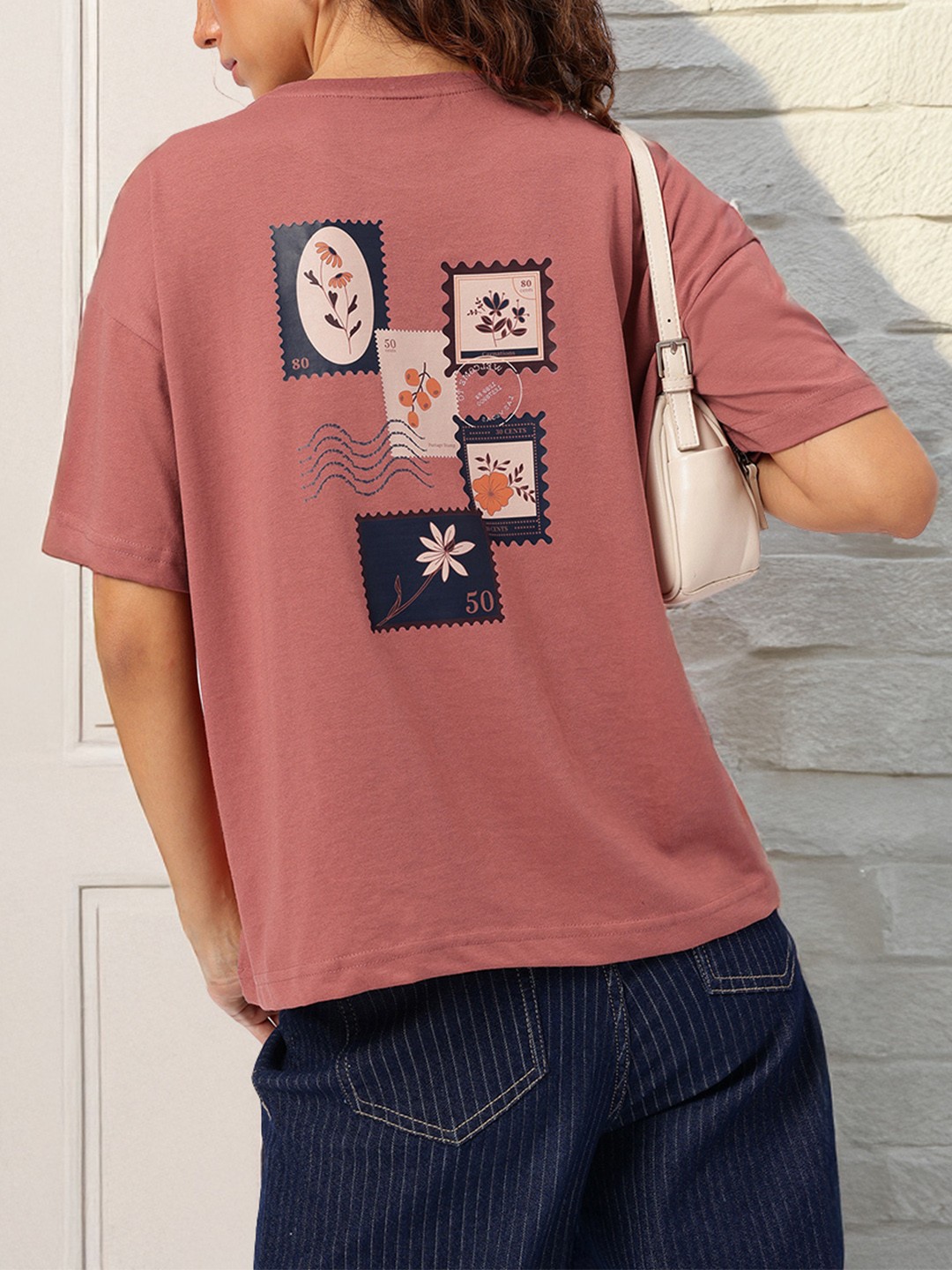 

DressBerry Relaxation Station Printed Relaxed T-shirt, Mauve