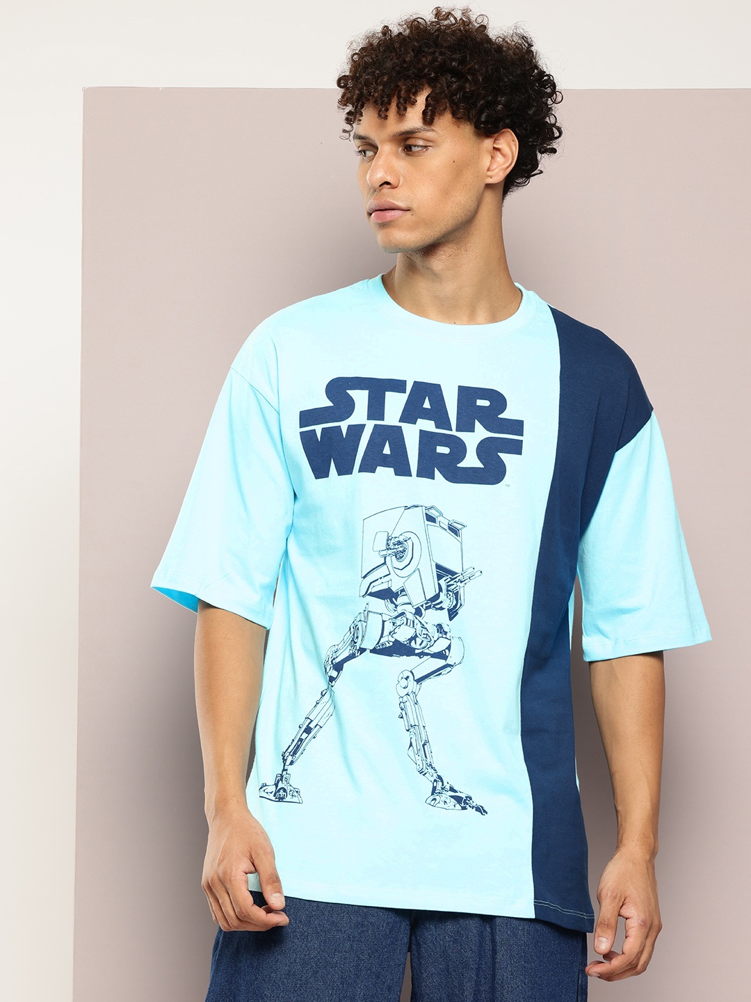 

Kook N Keech Star Wars Darth Vader Print Oversized Pure Cotton T-shirt, Blue